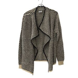 Black and Cream Open Front Sweater